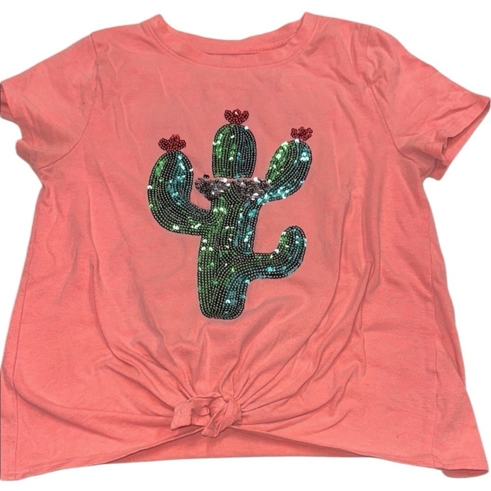 Wonder nation girls Cactus Sequin T-Shirt size 10-12 - Picture 1 of 5
